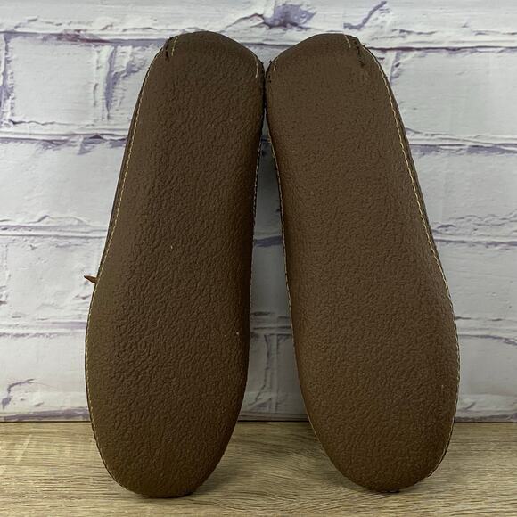LL Bean Handsewn Brown Flannel Lined Slippers Men's Size 9 M Slip On Shoes - Picture 7 of 8